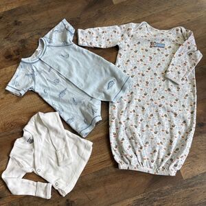 Lot of 3 Baby Boy Outfits 0-3 mo Kissy Kissy Carter's Open Bottom Sleeper Romper